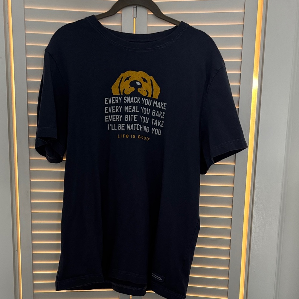 Life Is Good Navy Blue Dog T-Shirt